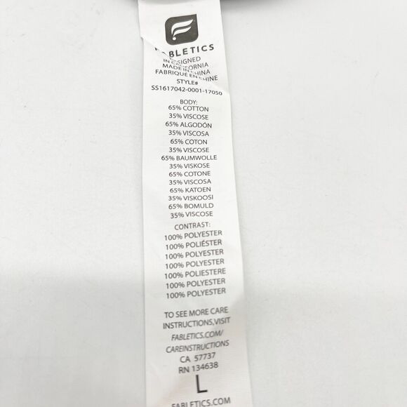 Fabletics Zarina T-Shirt Womens Large Crochet Inset Stipe Activewear Athleisure - Picture 9 of 10